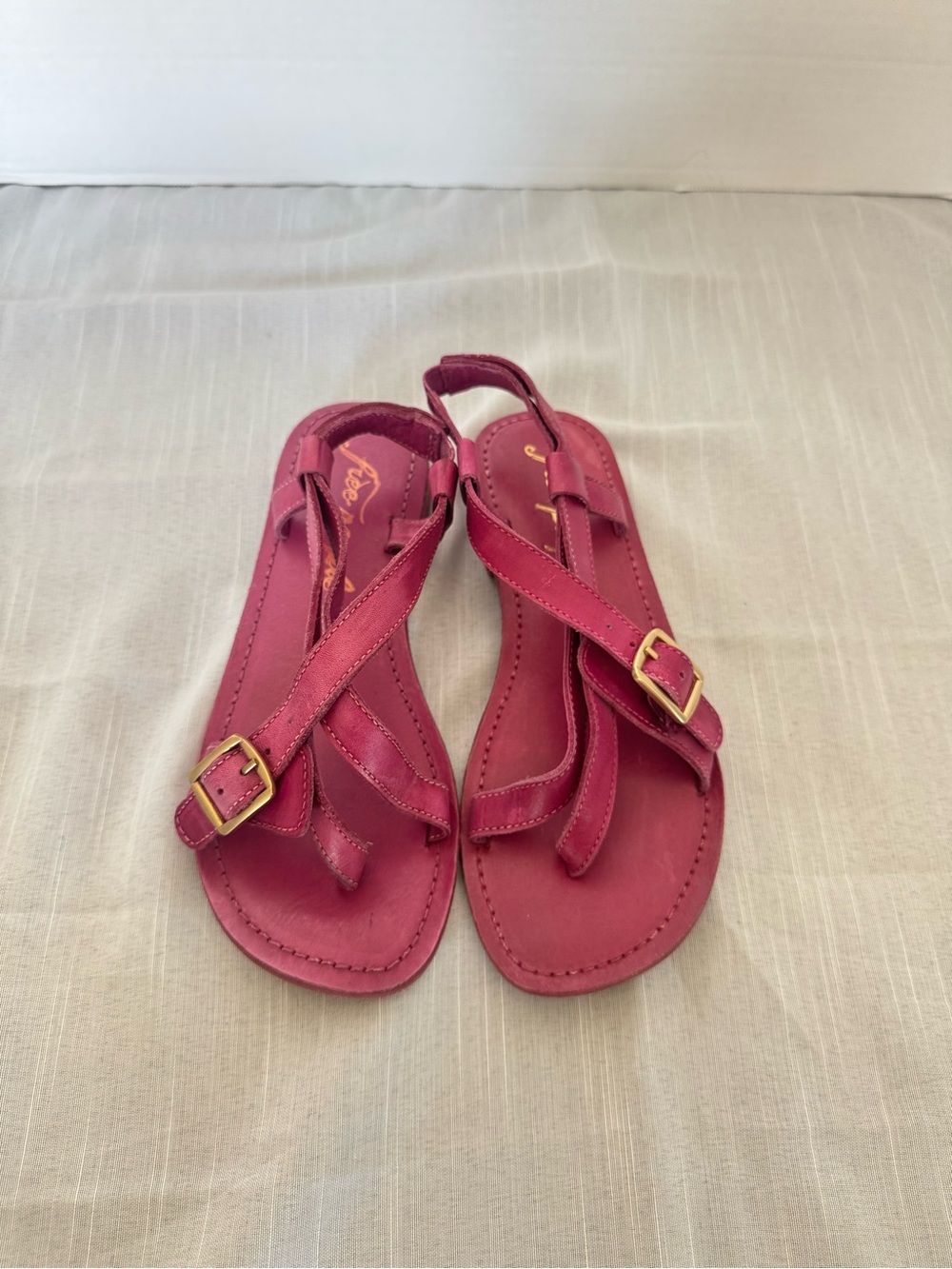 Free People Raspberry Suede Strappy Sandals Size 6 - Picture 5 of 9